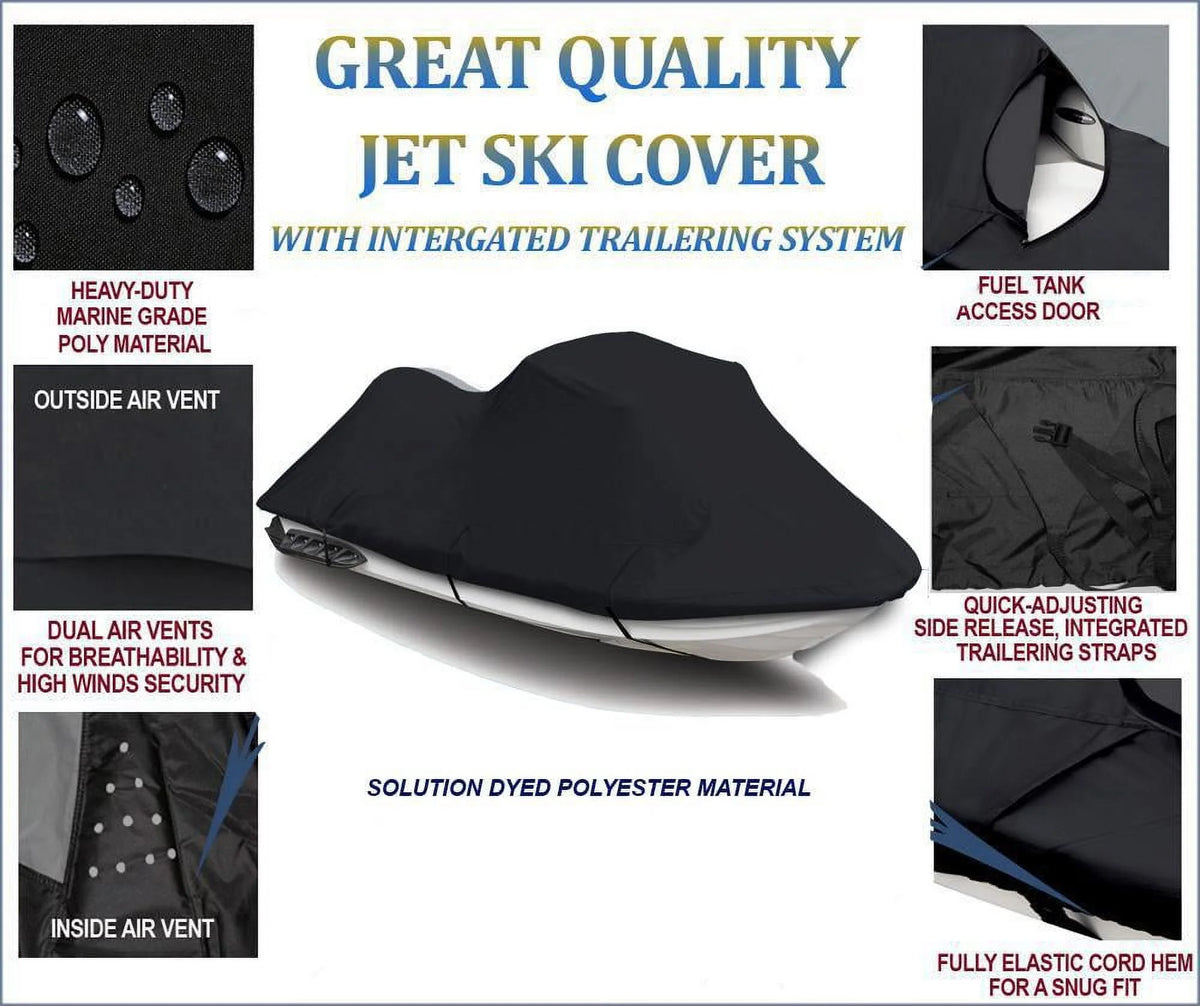 Black Jet Ski PWC Cover 2 Seater H3856