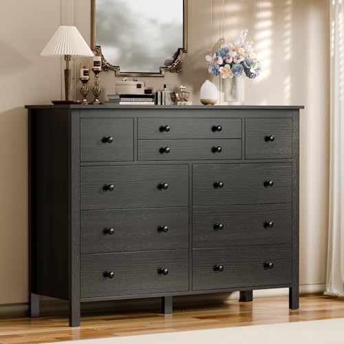 Black 10 Drawer Wood Dresser C8814