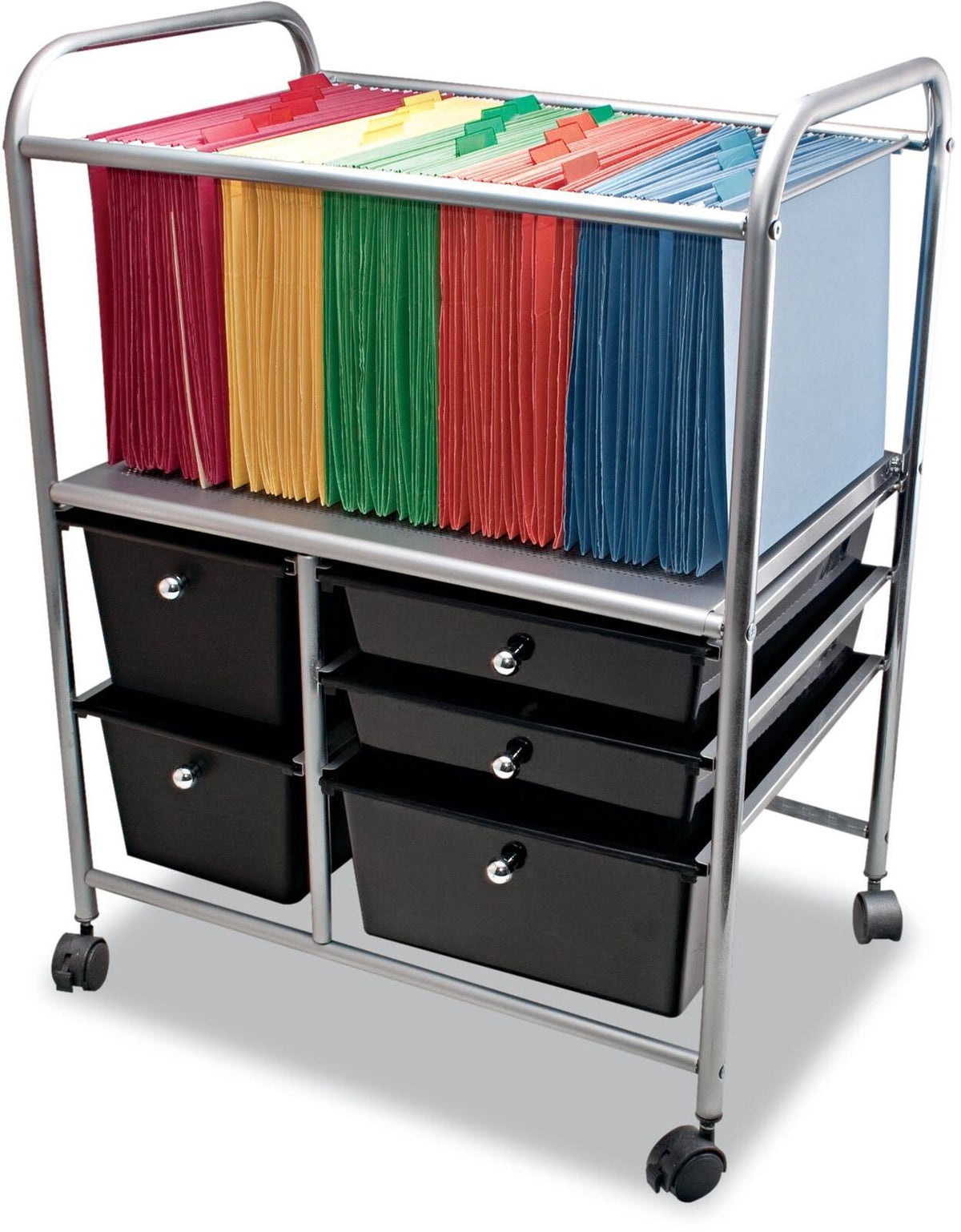 Black File Cart with Five Storage Drawers U3935