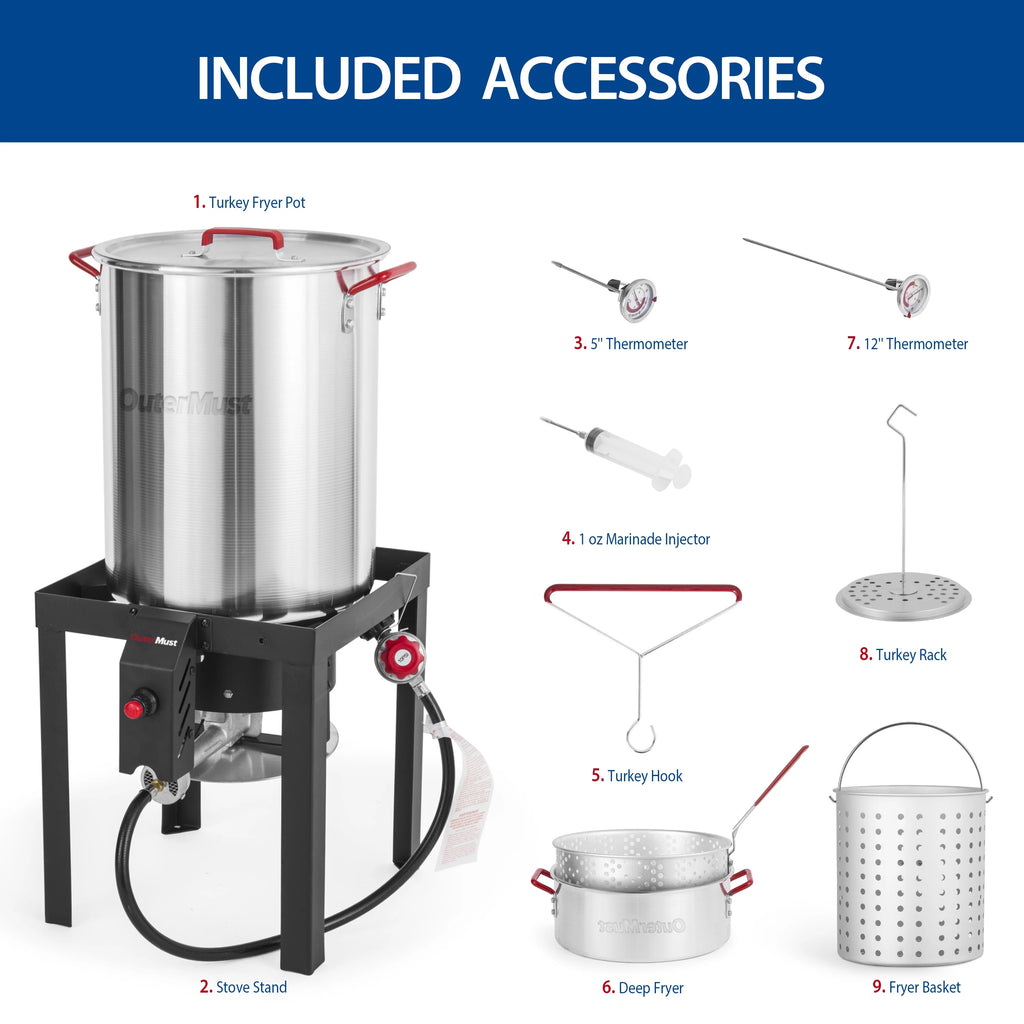 30 QT Turkey Fryer with Basket and Burner Set L809