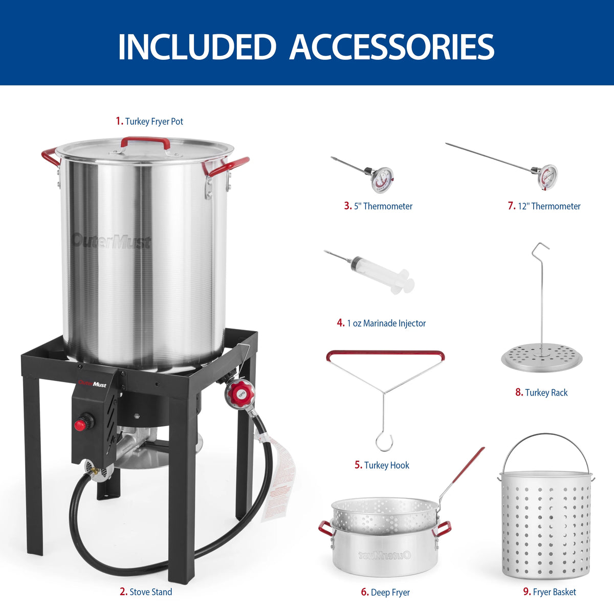 30 QT Turkey Fryer with Basket and Burner Set L809