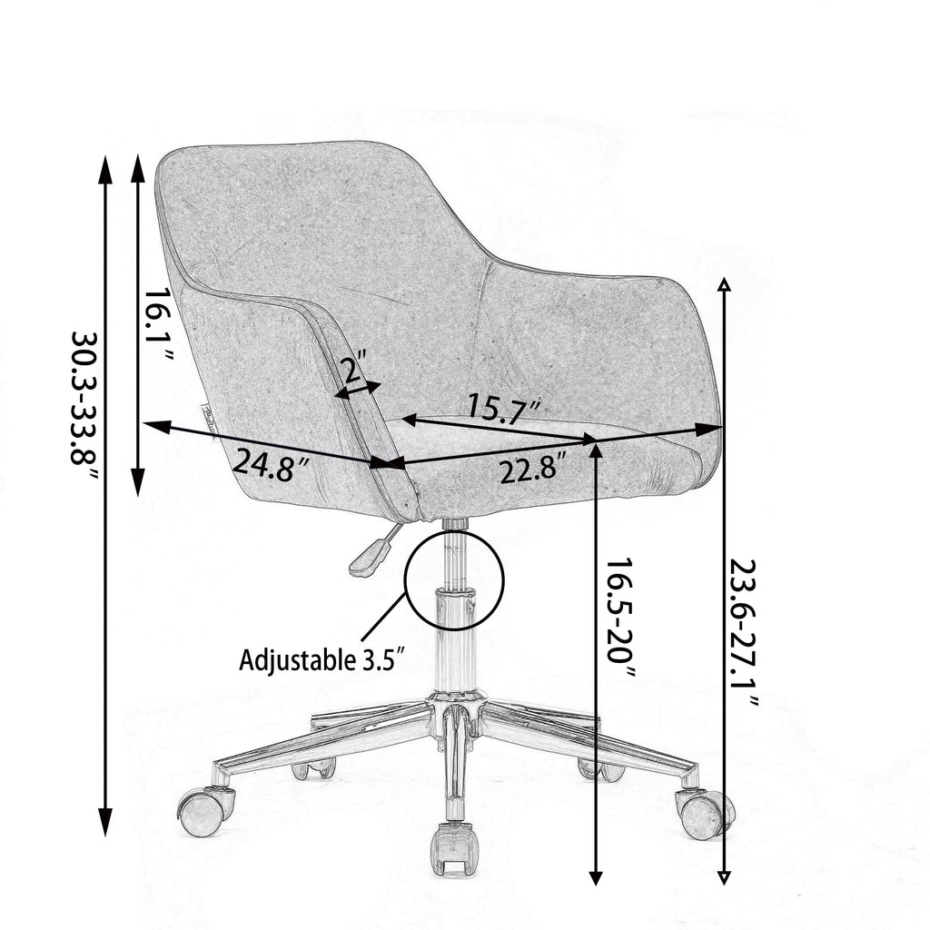 Velvet Adjustable Height Office Chair with Metal Legs and Wheels R727