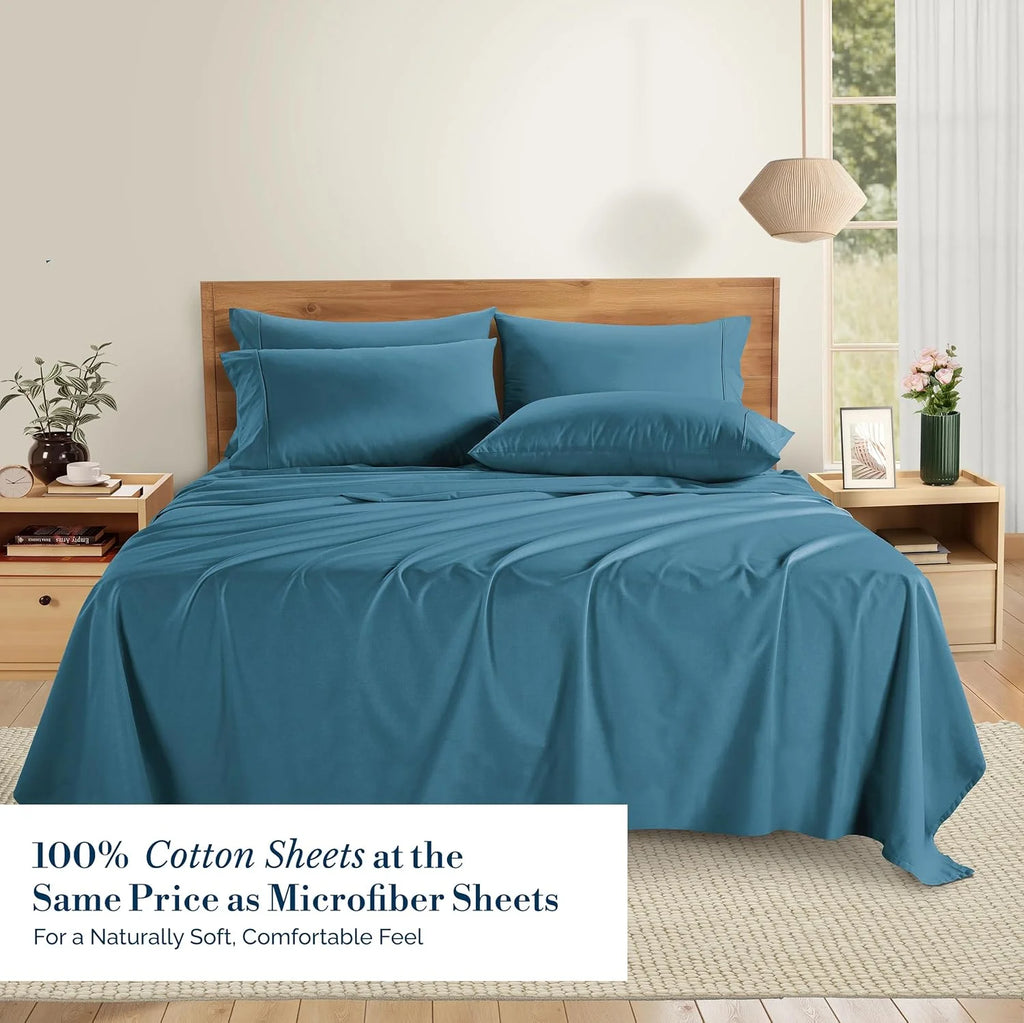 Blue Heaven 6 Piece 100% Cotton Percale Sheet Set C22009