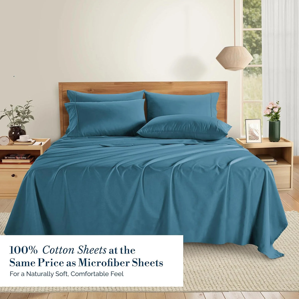 Blue Heaven 6 Piece 100% Cotton Percale Sheet Set C22009