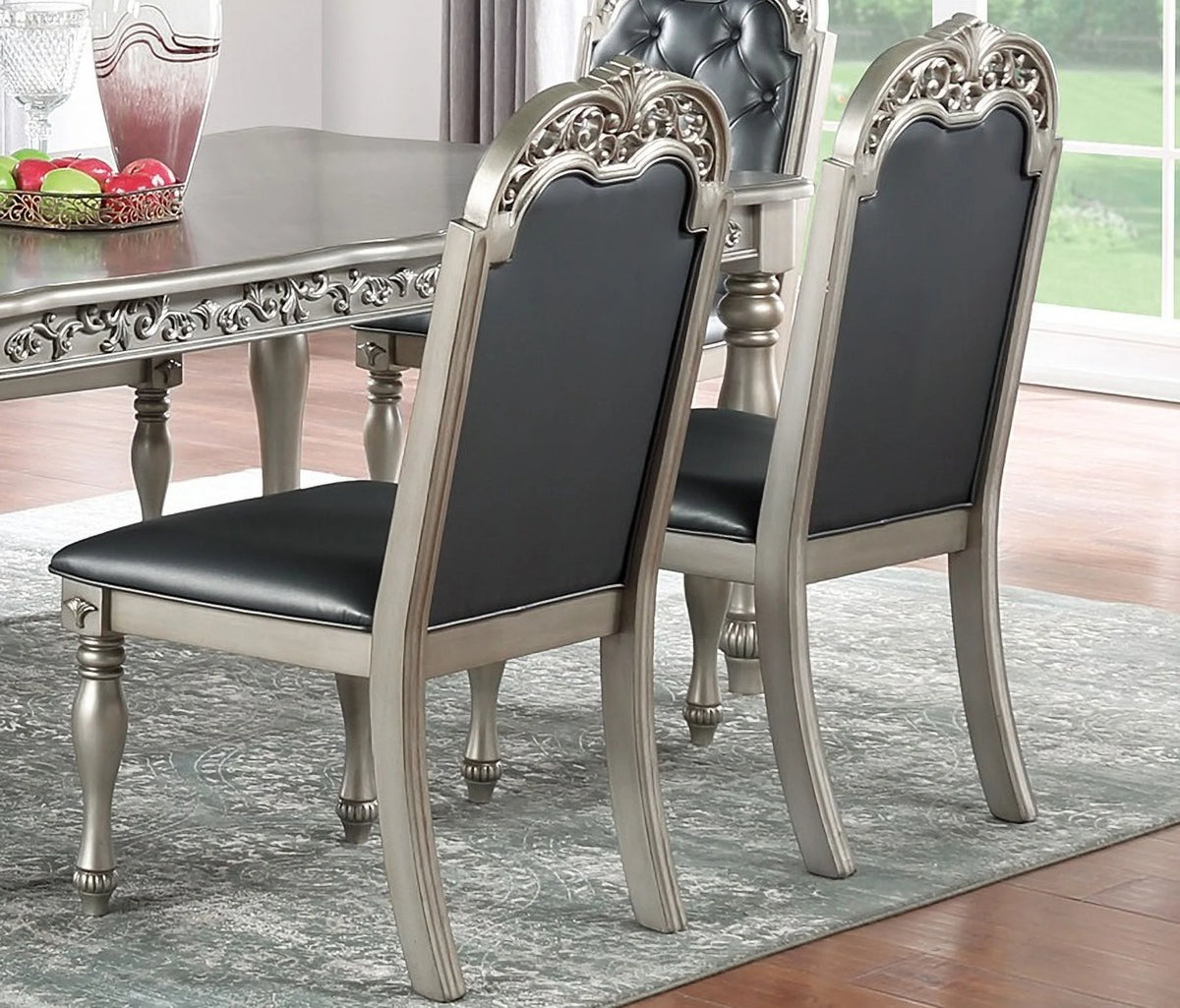 Set of 2 Grey Upholstered Dining Chairs I3549