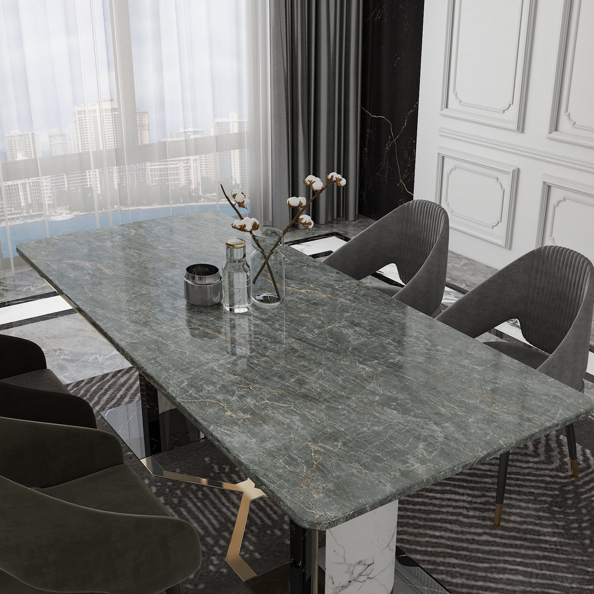 24"x354" Grey Marble Peel and Stick Wallpaper F931