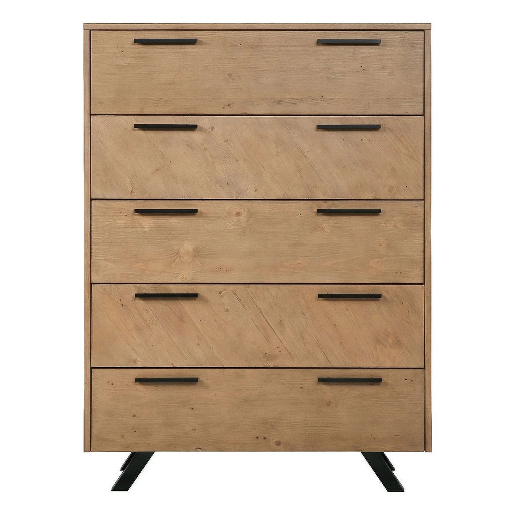 Light Honey Brown 5-drawer Rectangular Chest I192