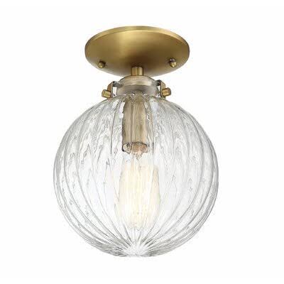 Natural Brass Semi Flush Mount Light Fixture V3602