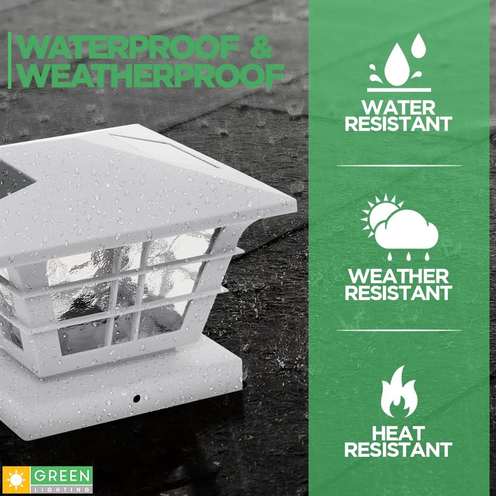 White 4 Pack Solar Powered Post Cap Light with 4x4 Base Adapter Y4890