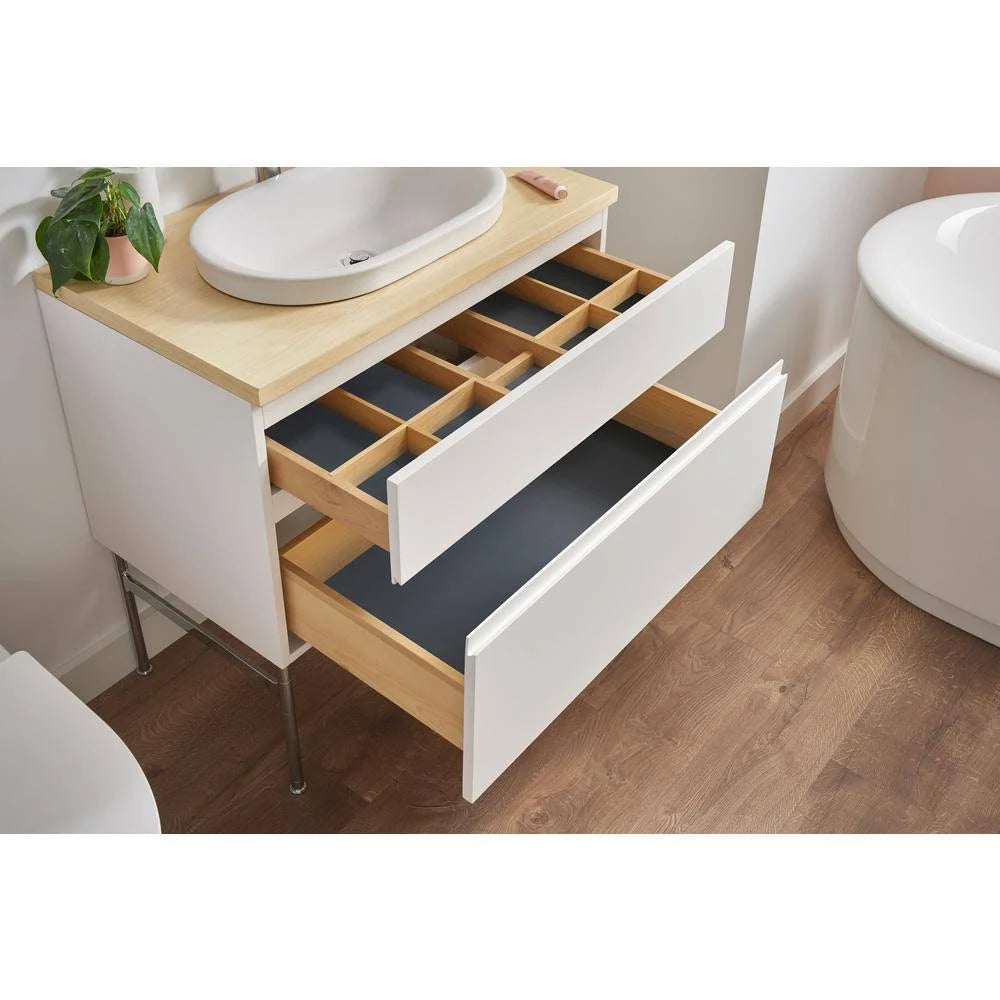 White Double Drawer Bath Vanity Cabinet X99680