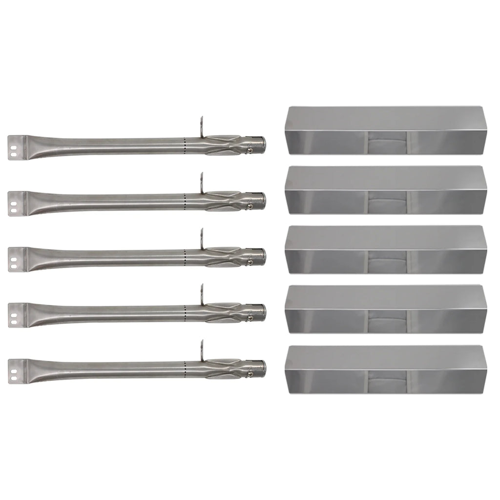 5-Pack Stainless Steel BBQ Gas Grill Tube Burner & Heat Shield Plate Replacement Parts R27315