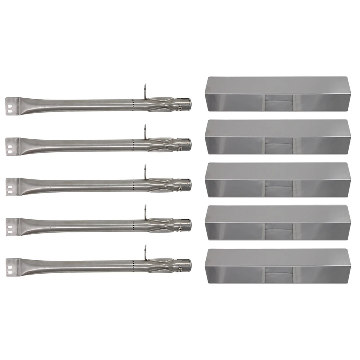 5-Pack Stainless Steel BBQ Gas Grill Tube Burner & Heat Shield Plate Replacement Parts R27315