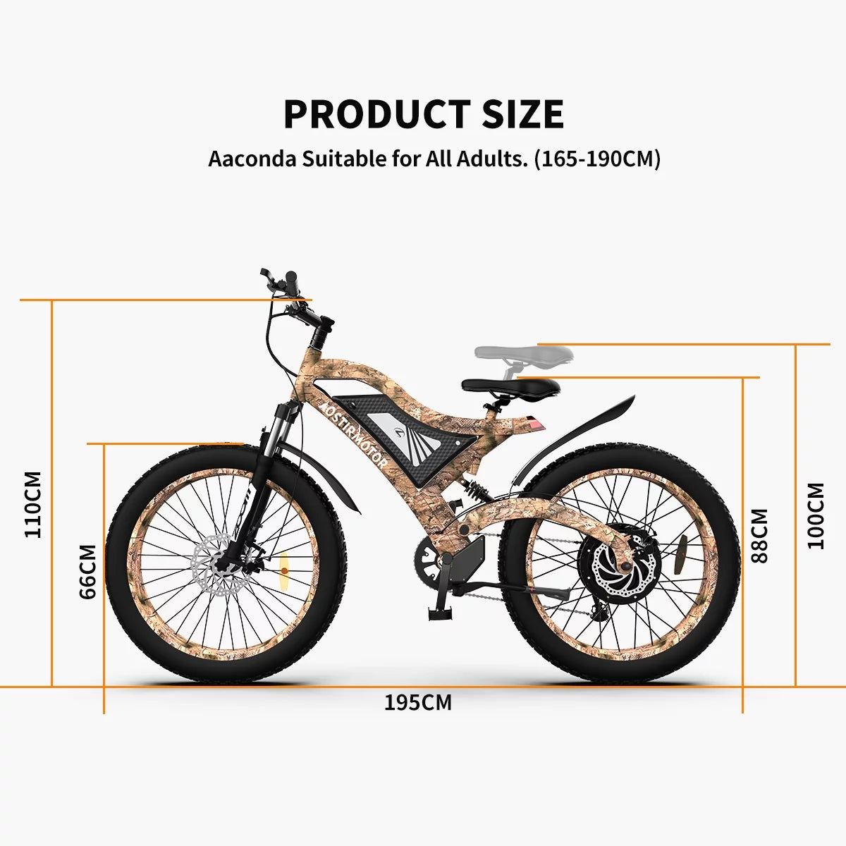 26 1500W Fat Tire Electric Bike 48V 15AH Removable Lithium Battery Full Suspension Mountain Bicycle C508381