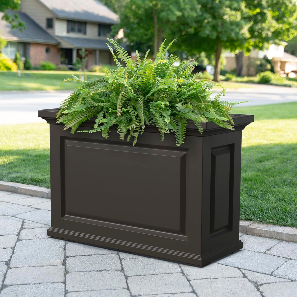 Black 36in L x 16in W x 24in H Planter with Built-in Water Reservoir M4803