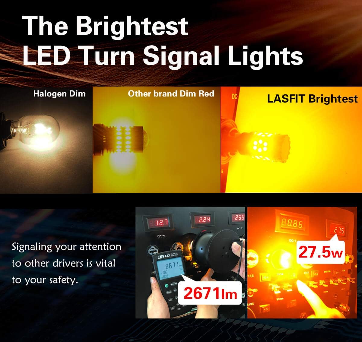 Amber LED Turn Signal Light Bulb (Pack of 2) T6242