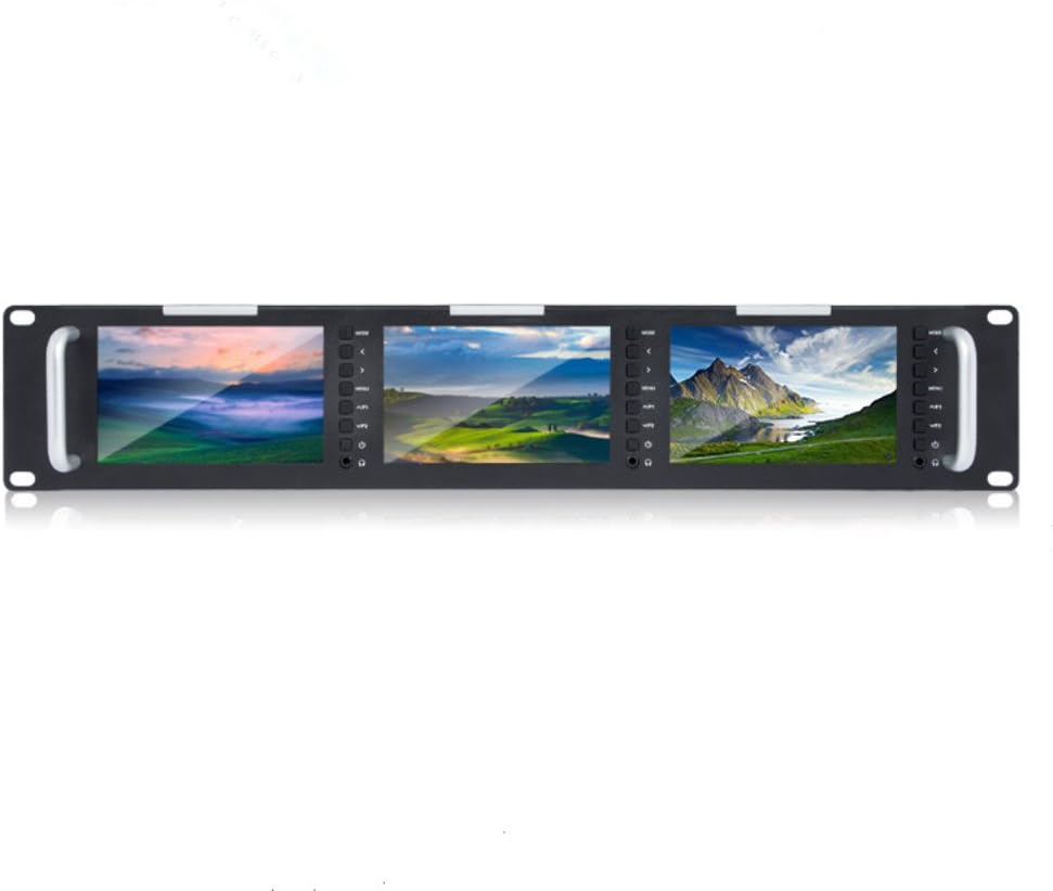 Triple 5 Inch 2RU 800×480 Broadcast LCD Rack Mount Monitor with 3G-SDI, HDMI, AV Input and Output Y298