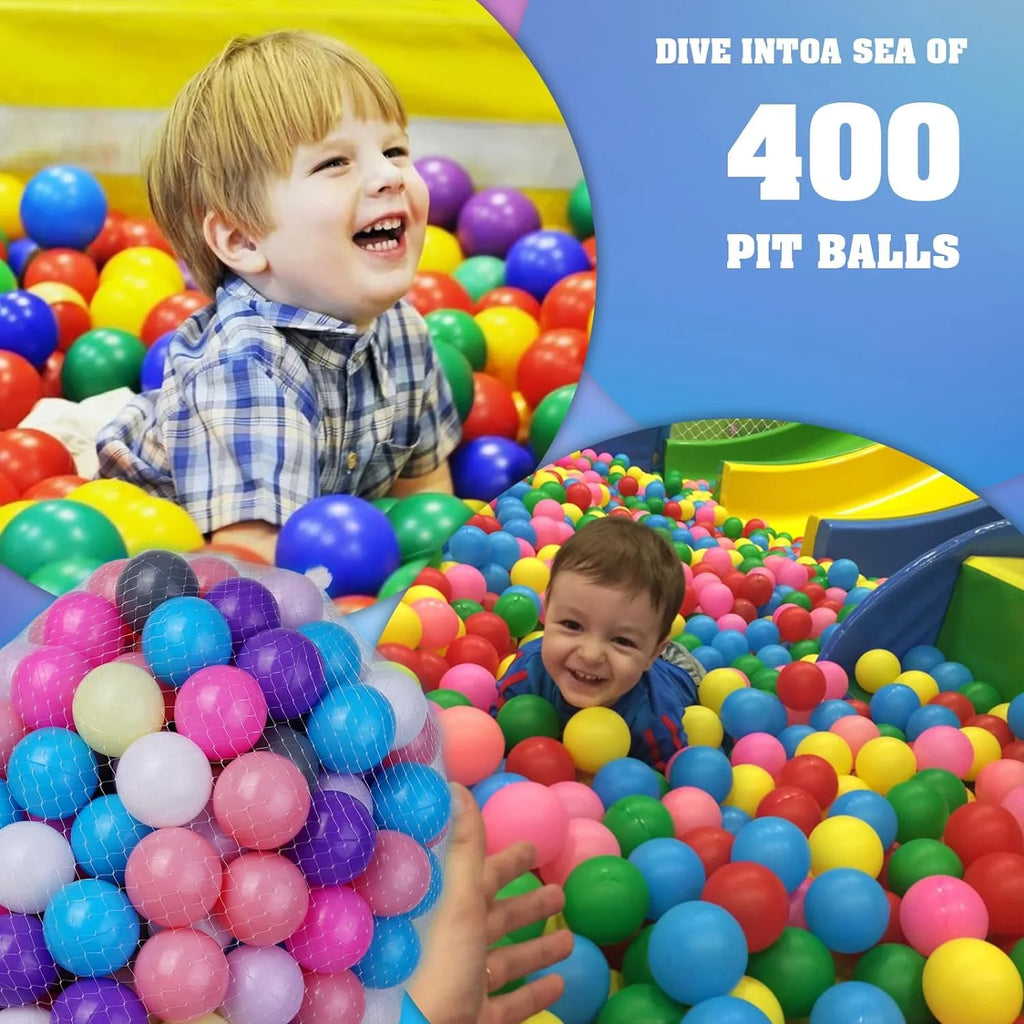 Pastel Plastic Ball Pit Balls with Storage Mesh Bag W33569
