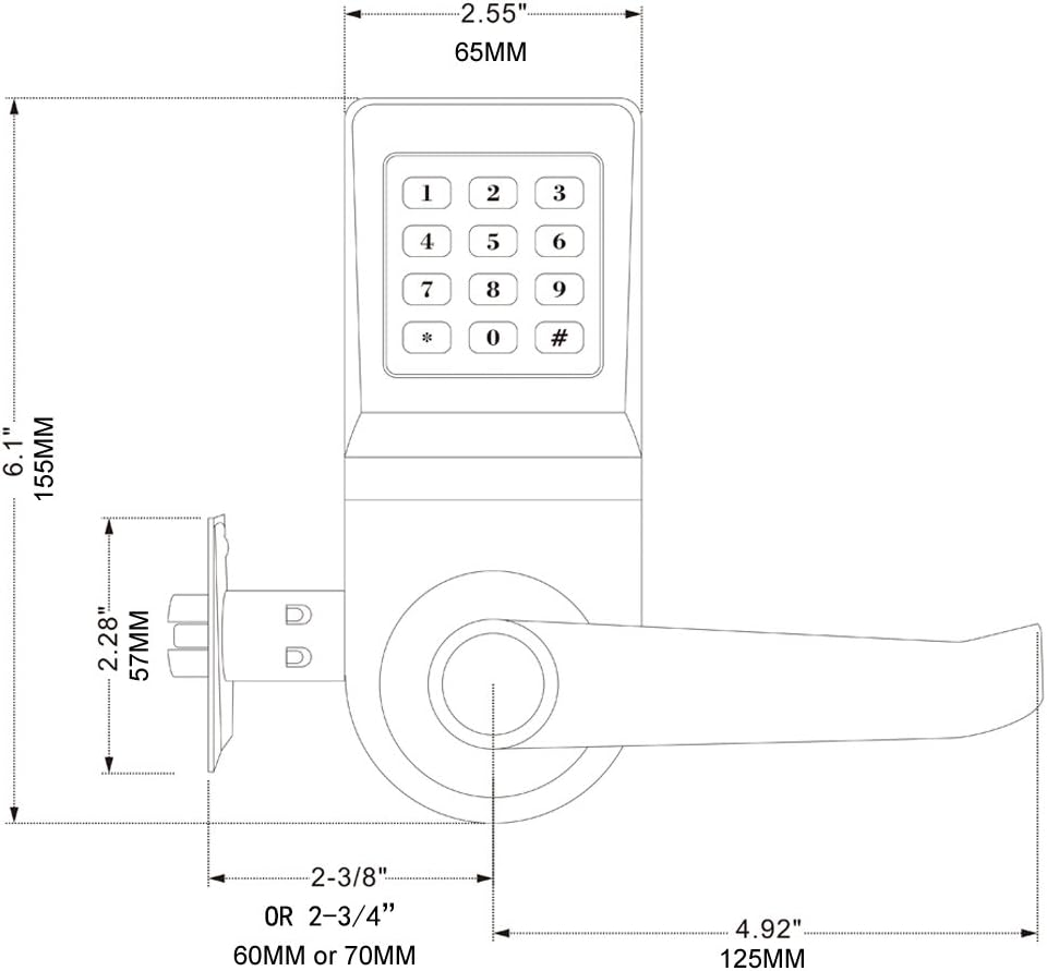 Digital Door Lock with Remote Control, Code and Key M9561