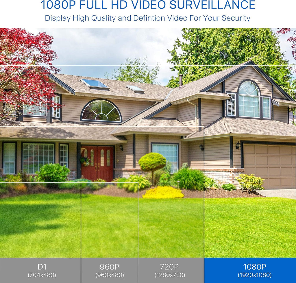 4 Pack 2MP 1080p HD-TVI Black Dome Security Camera with 80ft Night Vision T482