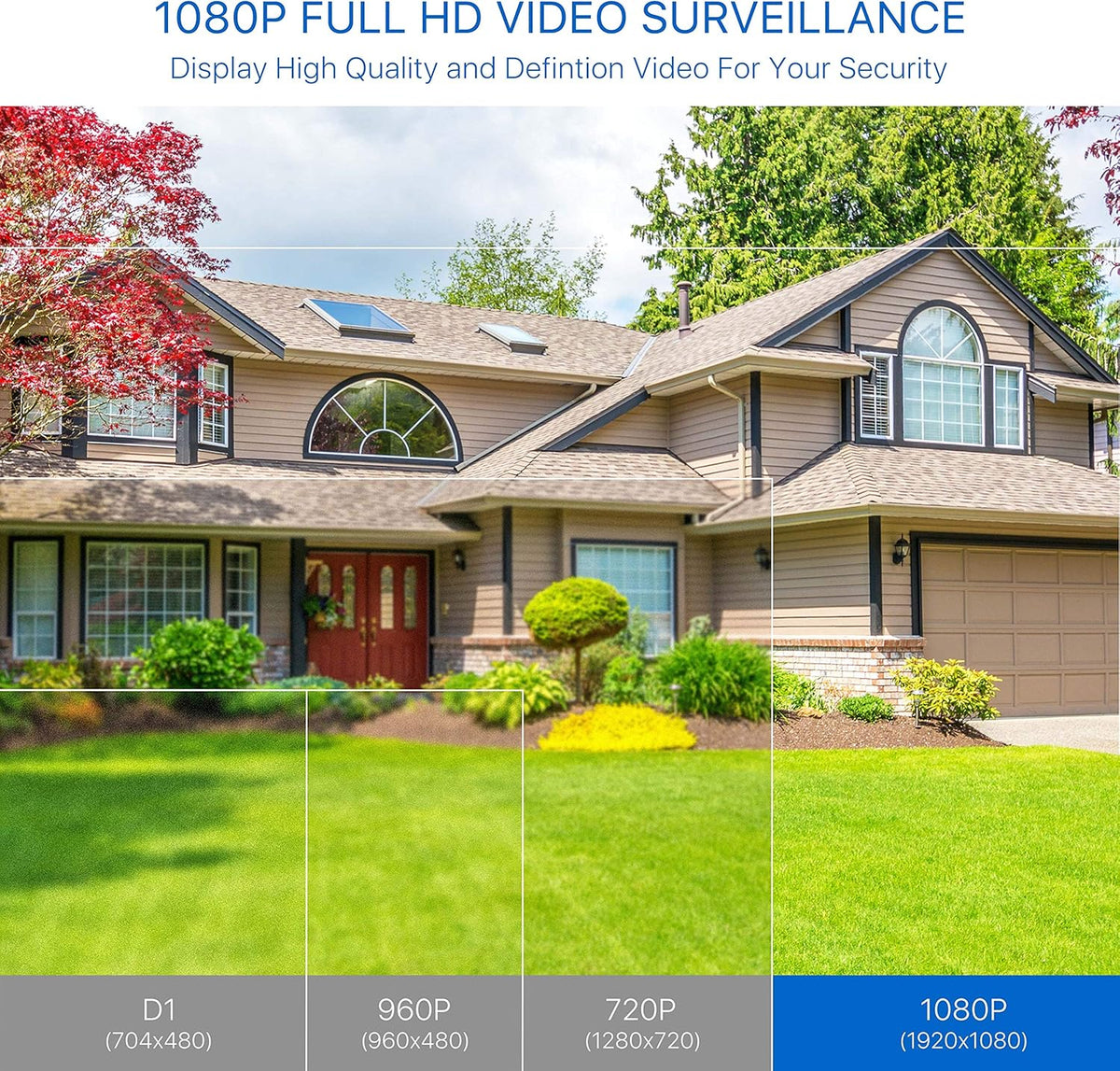 4 Pack 2MP 1080p HD-TVI Black Dome Security Camera with 80ft Night Vision T482