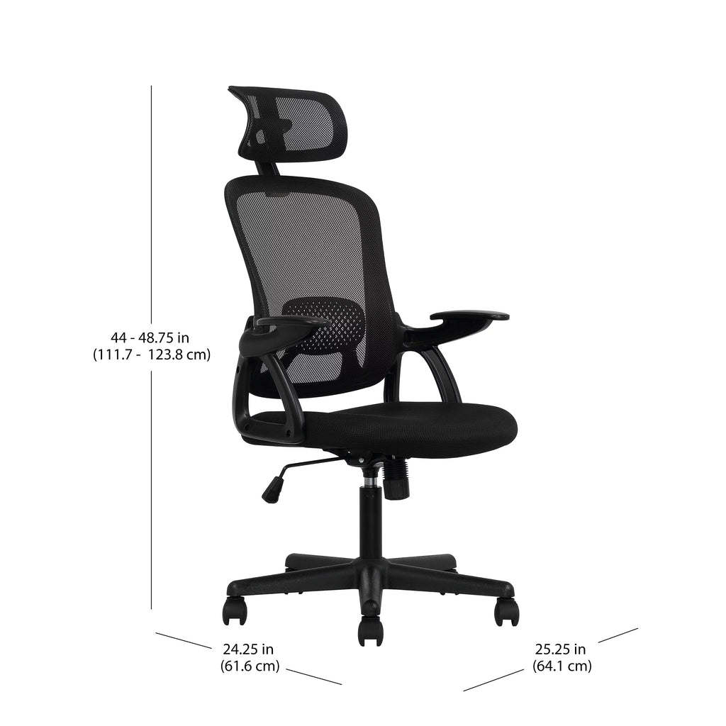 Black Fabric Ergonomic Office Chair with Adjustable Headrest Z818