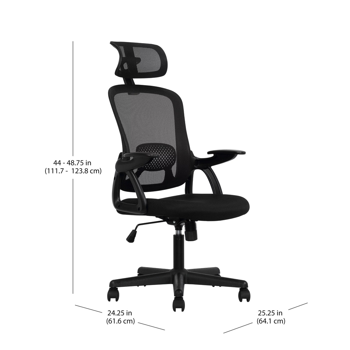 Black Fabric Ergonomic Office Chair with Adjustable Headrest Z818