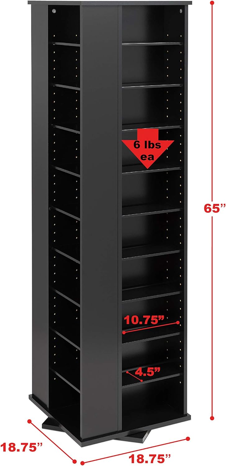 Black Four-Sided Spinning Tower Storage Cabinet C97022