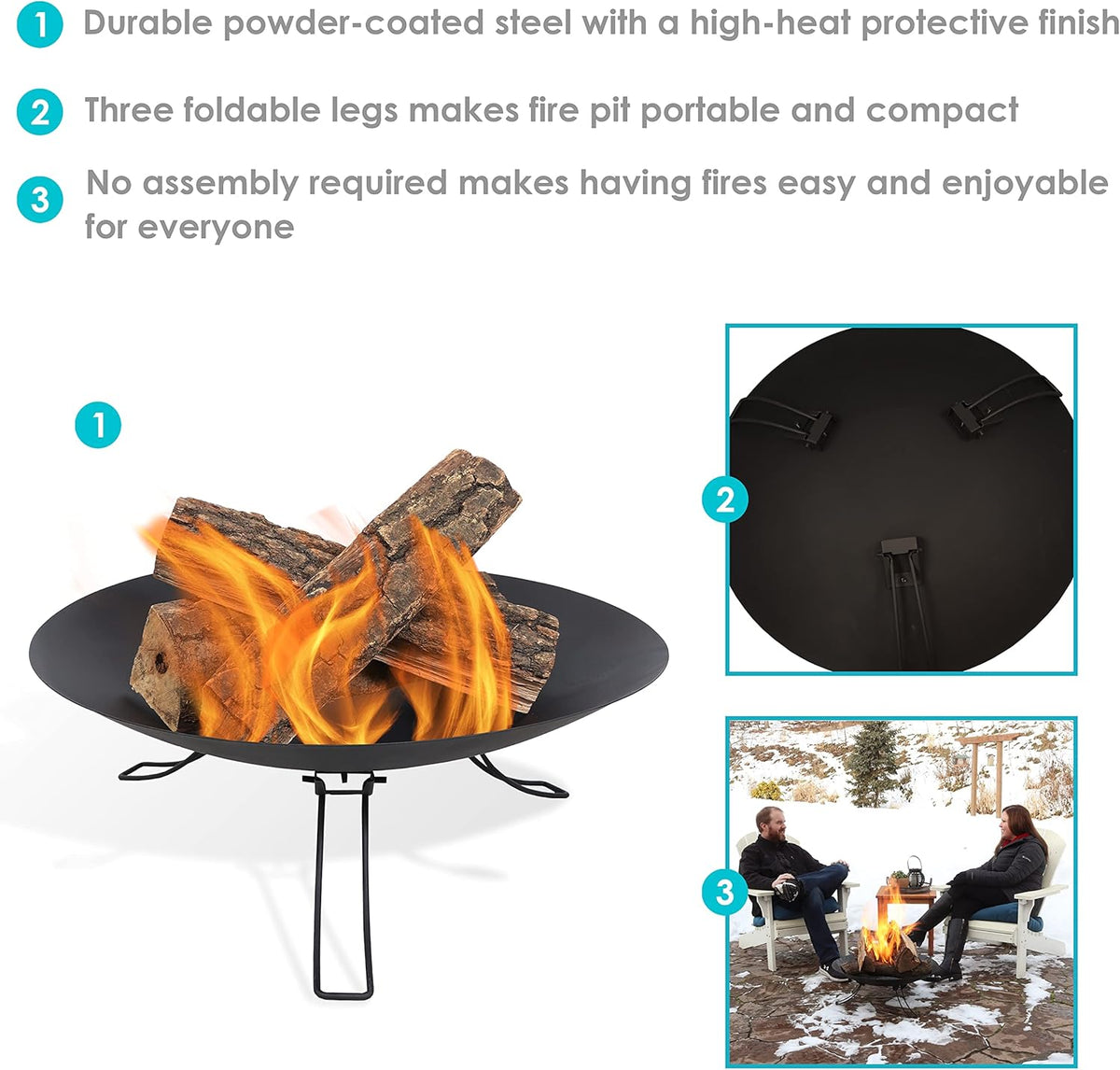 Portable Folding Wood-Burning Steel Fire Pit S630