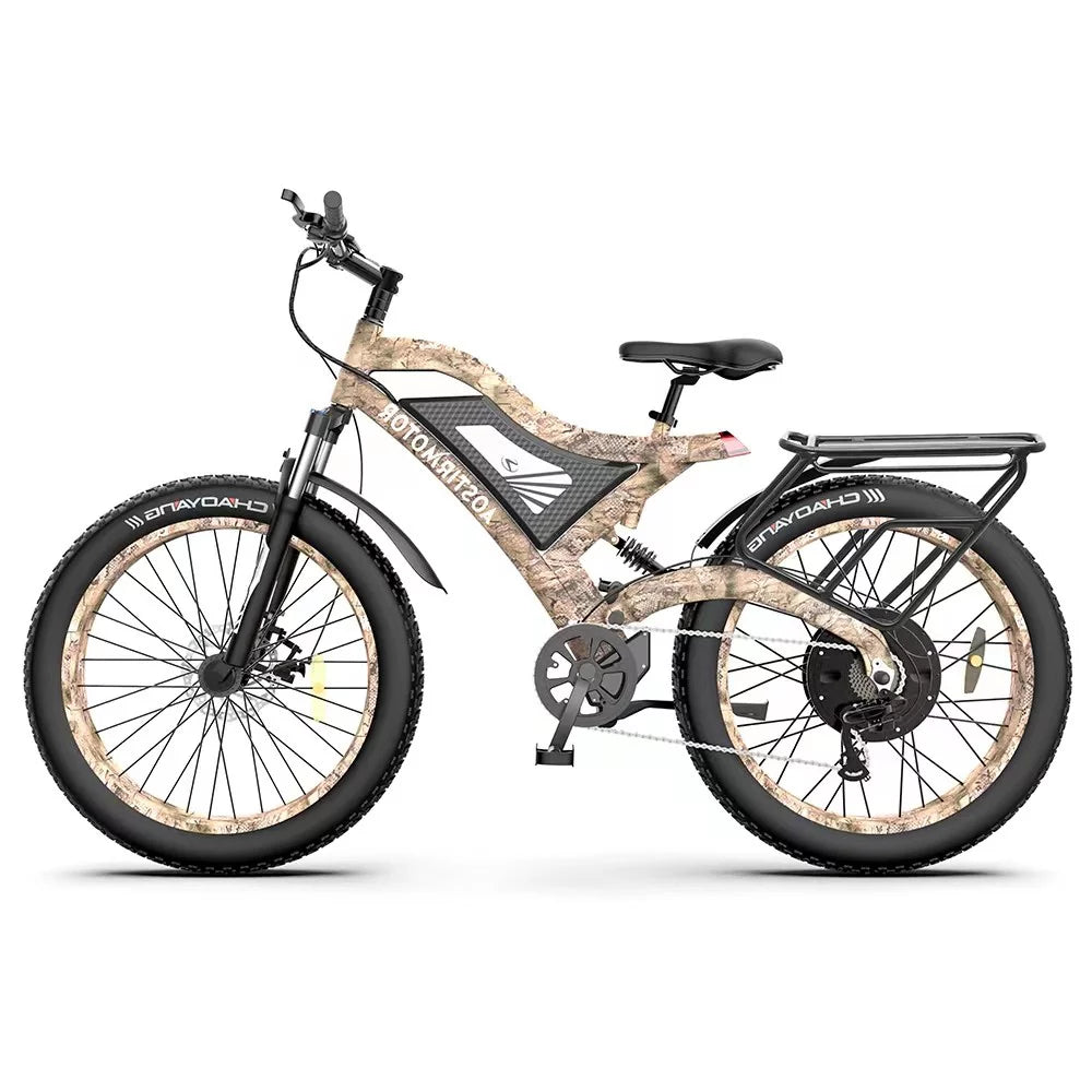 26 1500W Fat Tire Electric Bike 48V 15AH Removable Lithium Battery Full Suspension Mountain Bicycle C508381