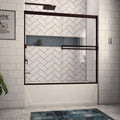 52-in to 56-in Frameless Oil-Rubbed Bronze Sliding Shower Door A753