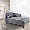 64" Upholstered Velvet Chaise Lounge with Left Armrest & Lumbar Pillow L356