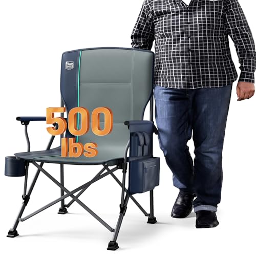 Oversized Folding Camping Chair High Back Heavy Duty with Cup Holder Side Pocket Cooler Bag C5894