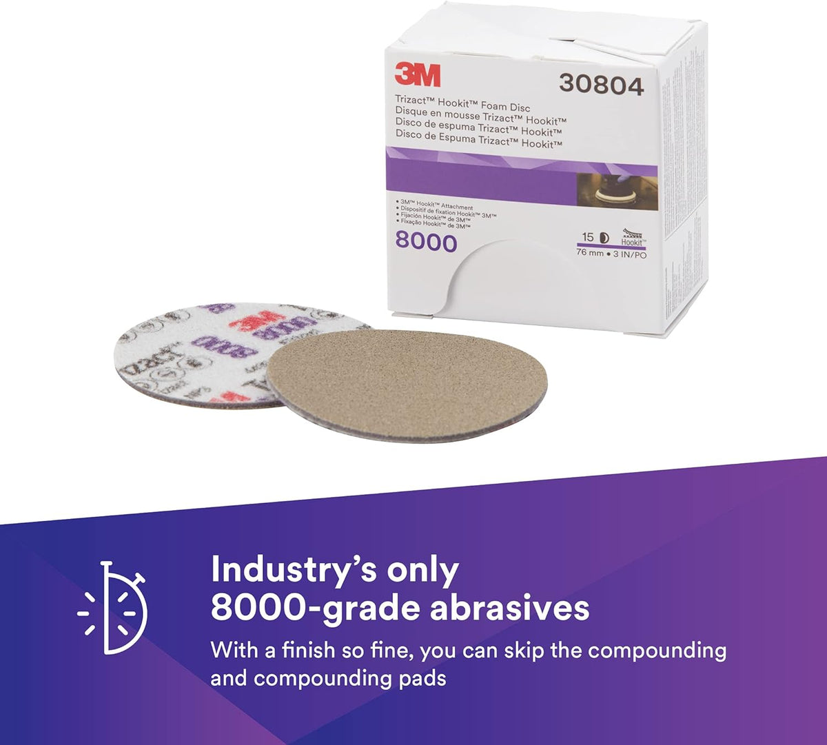 6 in Foam Backing Abrasive Disc, 3000 and 8000 Grade, 10 Discs/Carton V20767