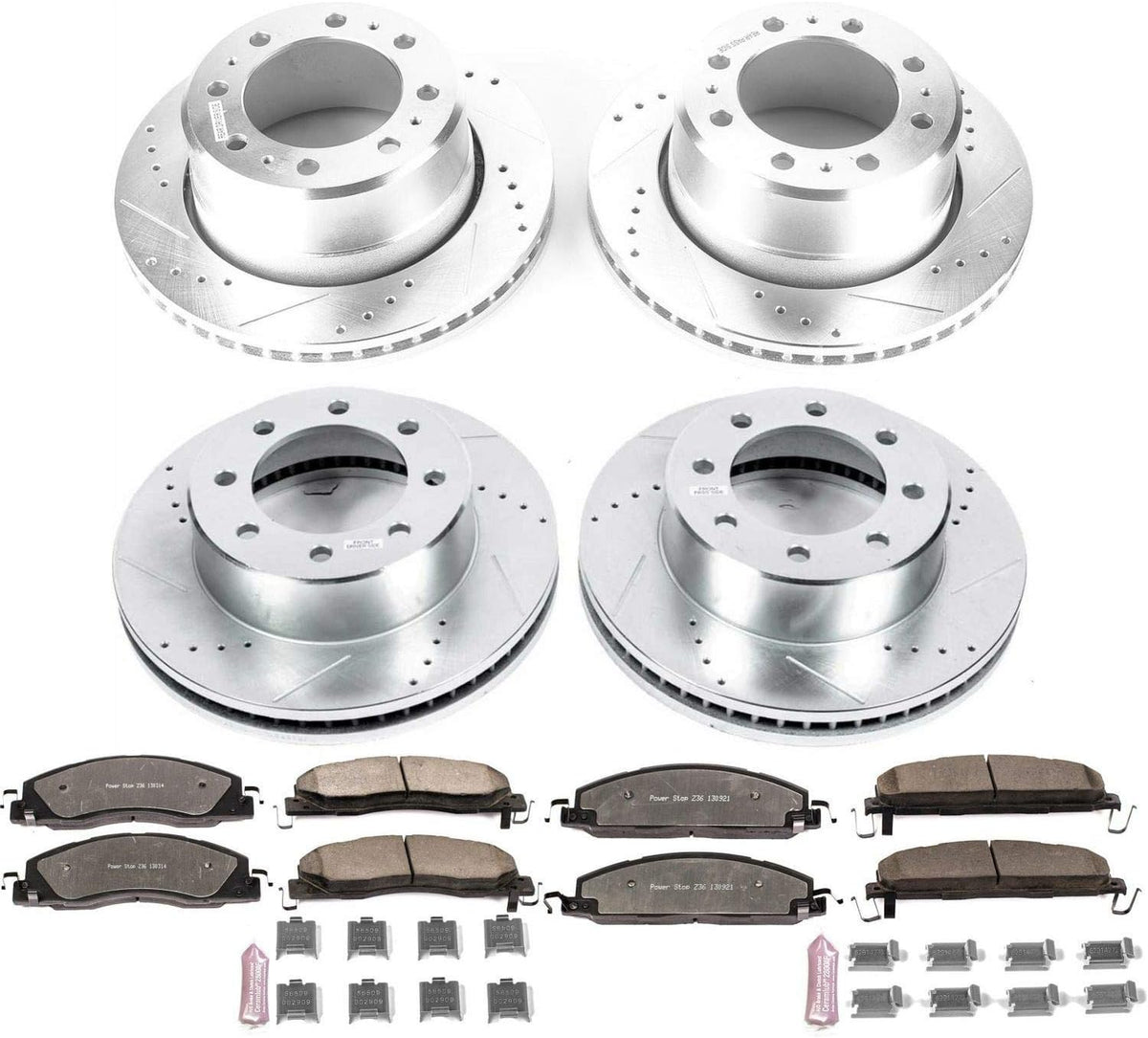 Carbon Fiber Ceramic Brake Pads and Drilled Slotted Brake Rotors F3287