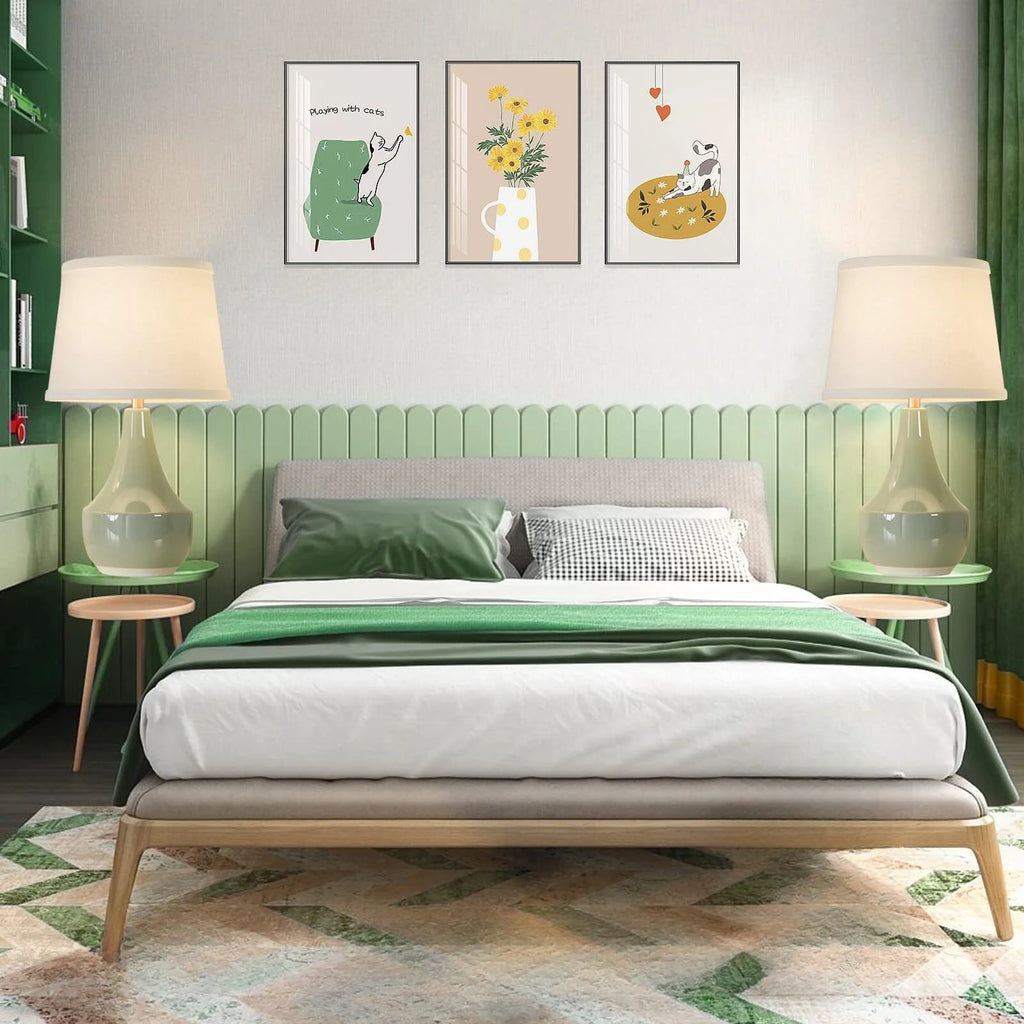 Sage Green Ceramic Table Lamp Set of 2 with Rocker Switch R48882