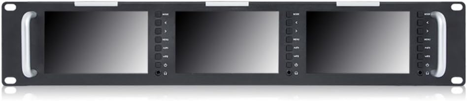 Triple 5 Inch 2RU 800×480 Broadcast LCD Rack Mount Monitor with 3G-SDI, HDMI, AV Input and Output Y298