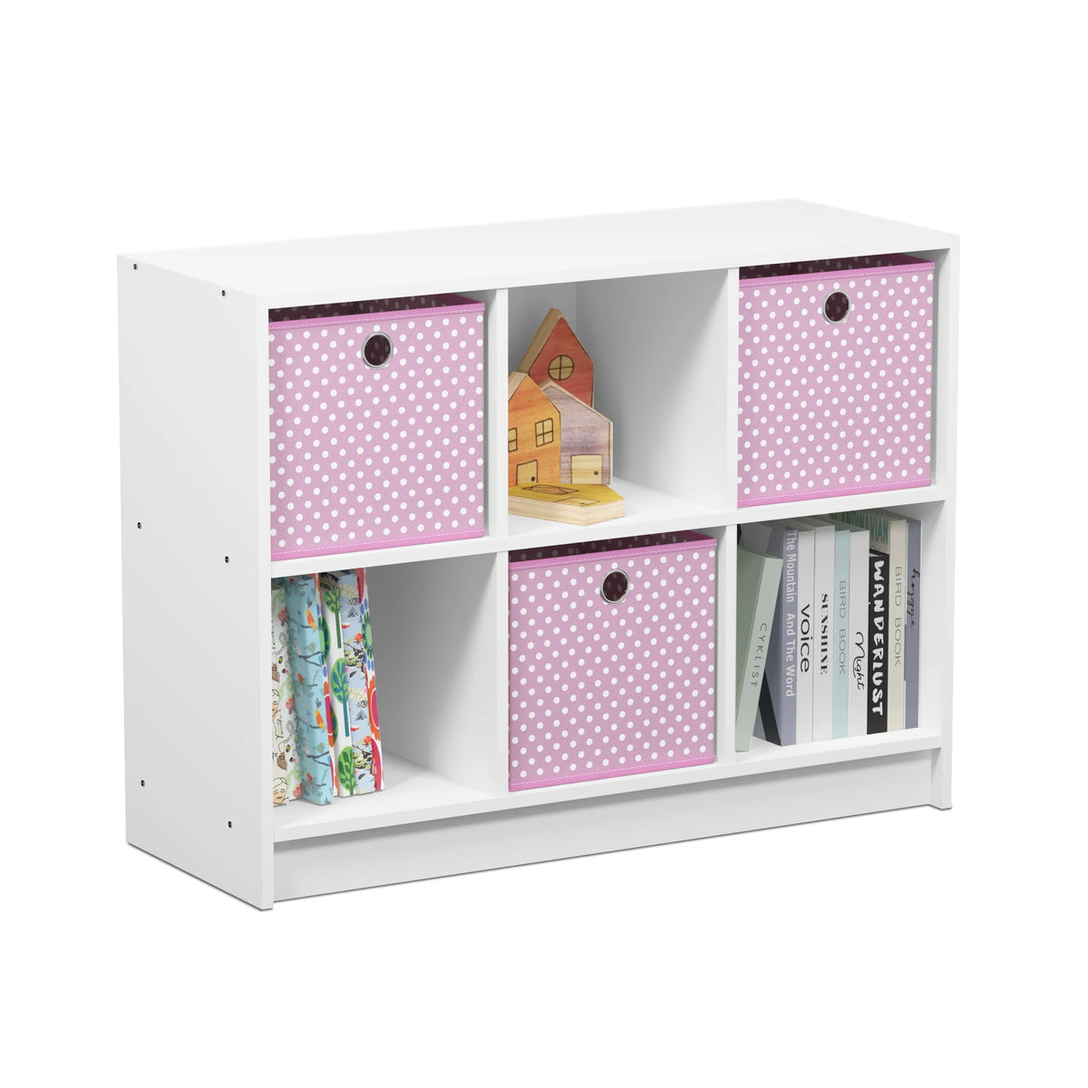 6 Cube Storage Organizer Bookcase with Bins G105