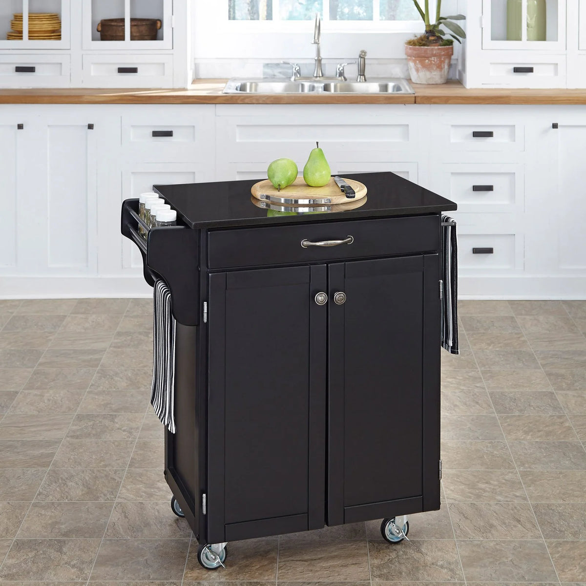Off White Wood Kitchen Cart W574