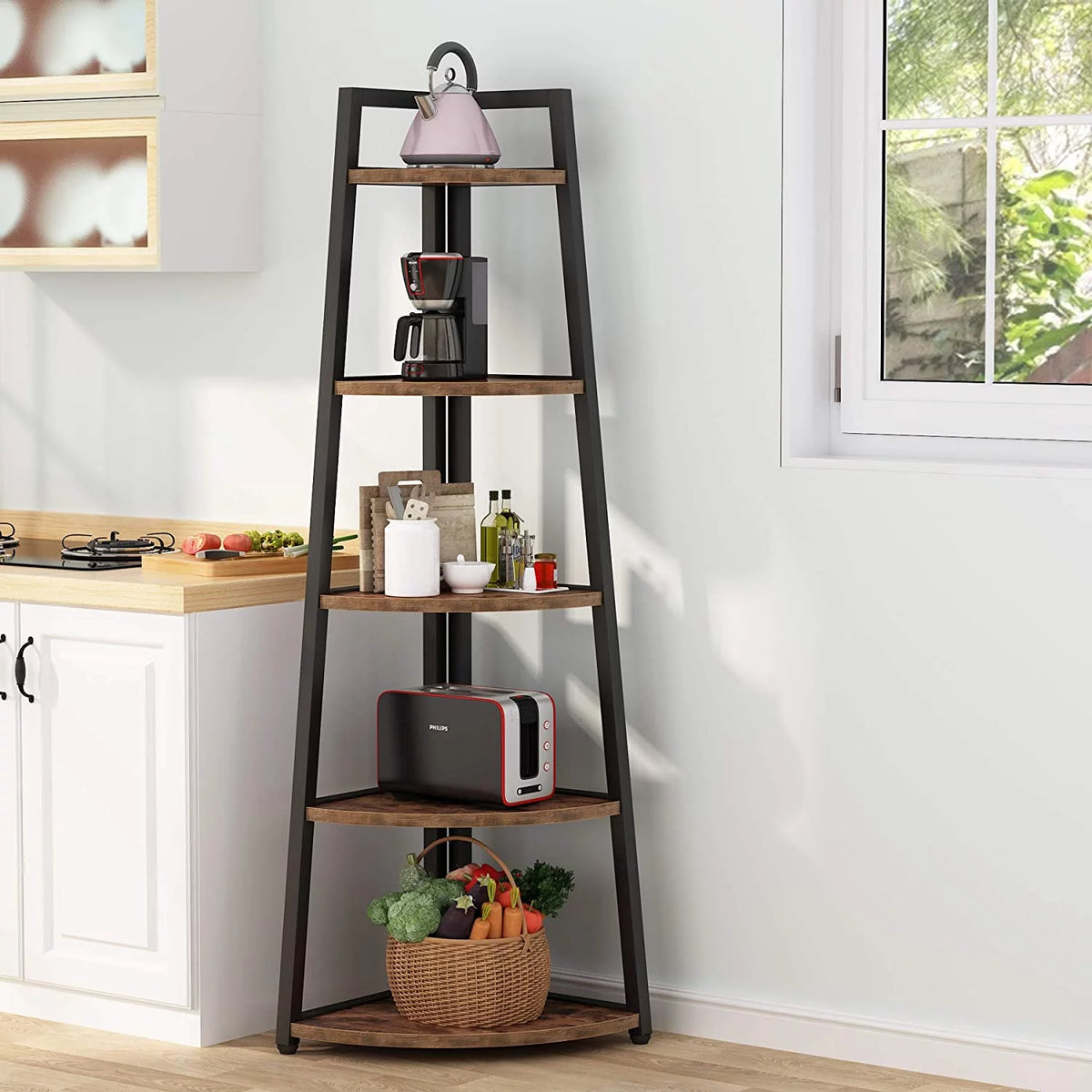 70 inch 5 Tier Corner Bookshelf E325040