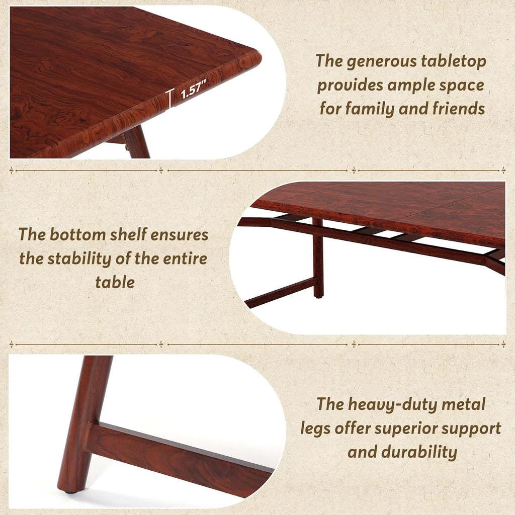 63" Rectangular Wood Dining Table with Metal Legs O166