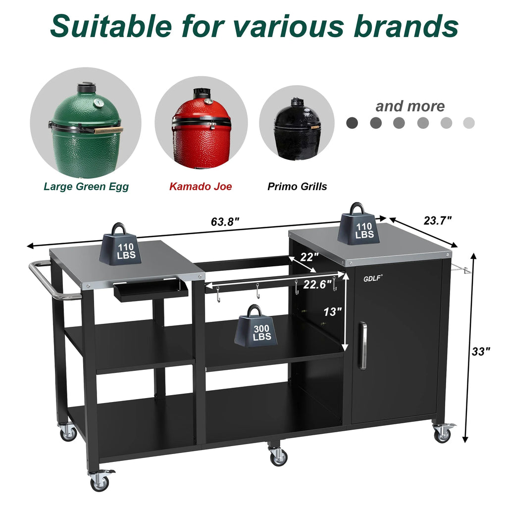 Heavy Duty Metal Grill Table with Storage Z402