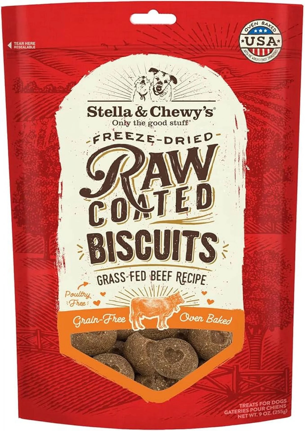 Freeze-Dried Raw Coated Grain Free Dog Biscuits 9 oz Bag X901