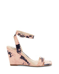 Leather Square-Toe Wedges, Size 7-1/2 Medium, Blush Navy M753