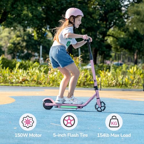 Electric Scooter with Adjustable Speed and Height, Colorful Lights, Double Brake U318083