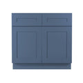 Medium Blue Shaker Sink Base Kitchen Cabinet with Soft Close Doors 42 in. W S1961