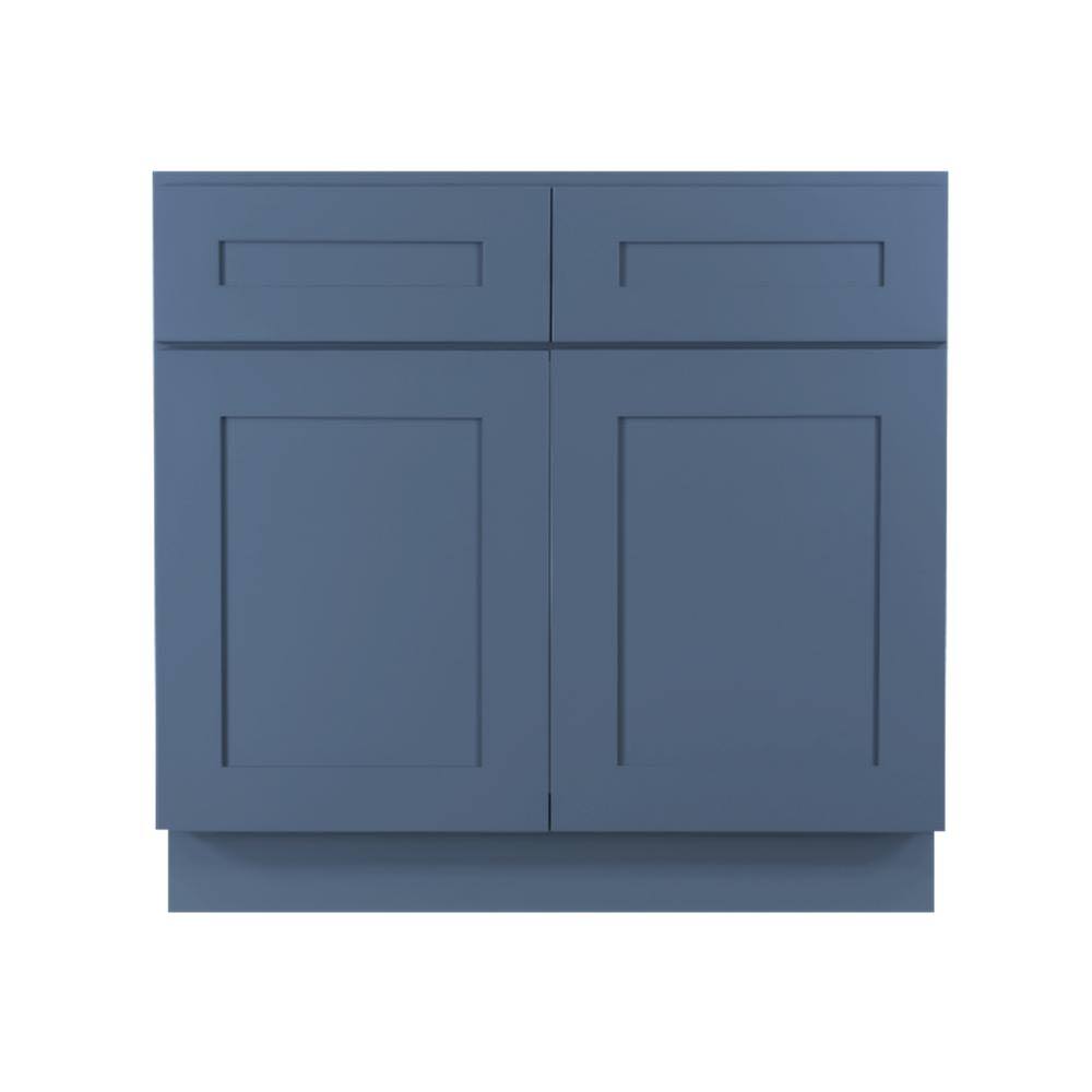 Medium Blue Shaker Sink Base Kitchen Cabinet with Soft Close Doors 42 in. W S1961