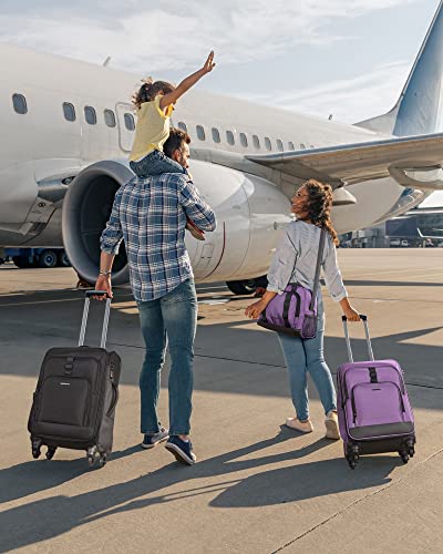 Black Expandable 20 inch Carry on Luggage with Spinner Wheels S10058