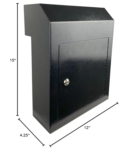 Black Galvanized Steel Locking Mailbox Door Drop Box F549806