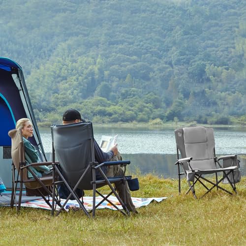 Oversized Folding Camping Chair High Back Heavy Duty with Cup Holder Side Pocket Cooler Bag C5894