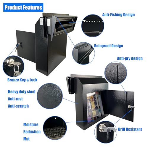 Black Galvanized Steel Locking Mailbox Door Drop Box F549806